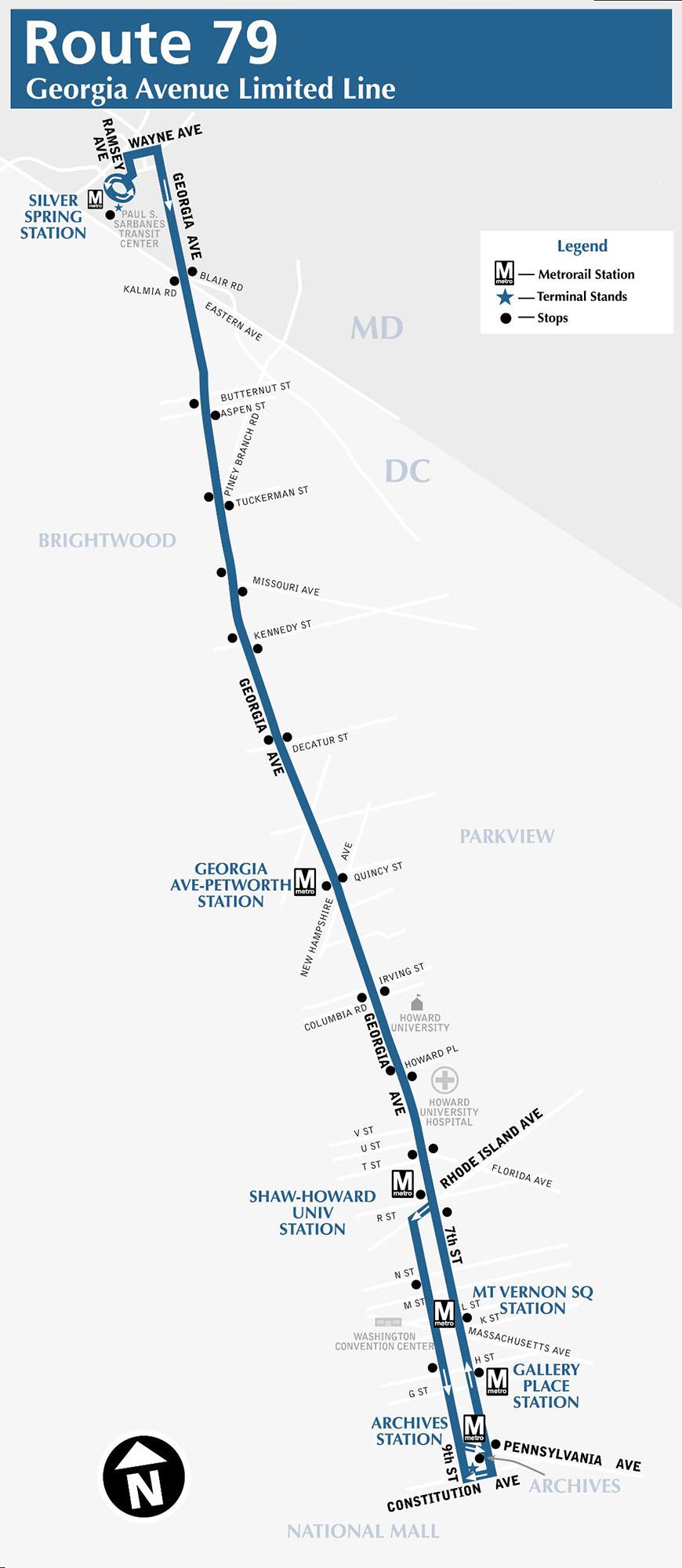 Map of a bus route.