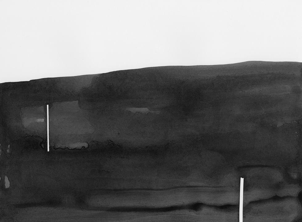 Abstract color block of black with two faint lines running through it.