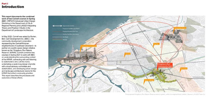 Rendering of an aerial map of a city with superimposed lines connecting different centers in the city.