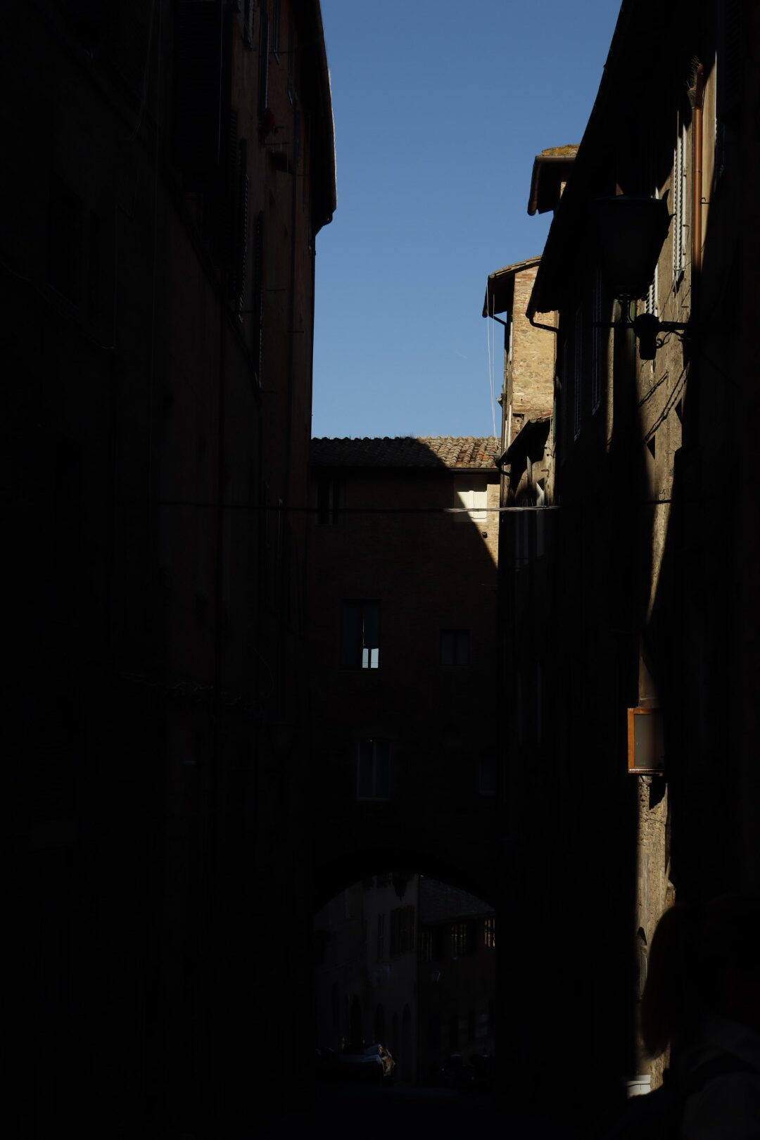 a building in shadow