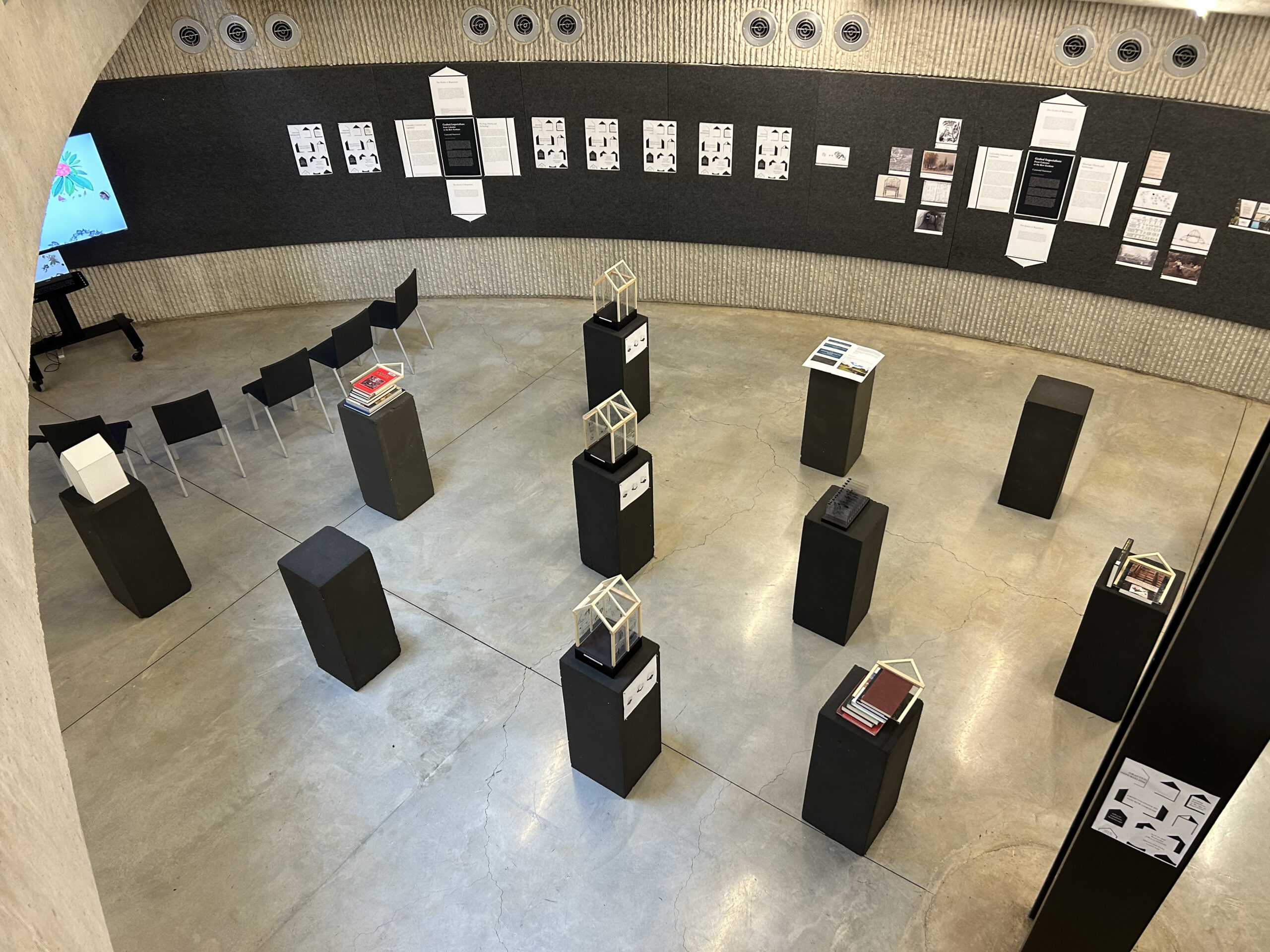 overhead view of architectural exhibition