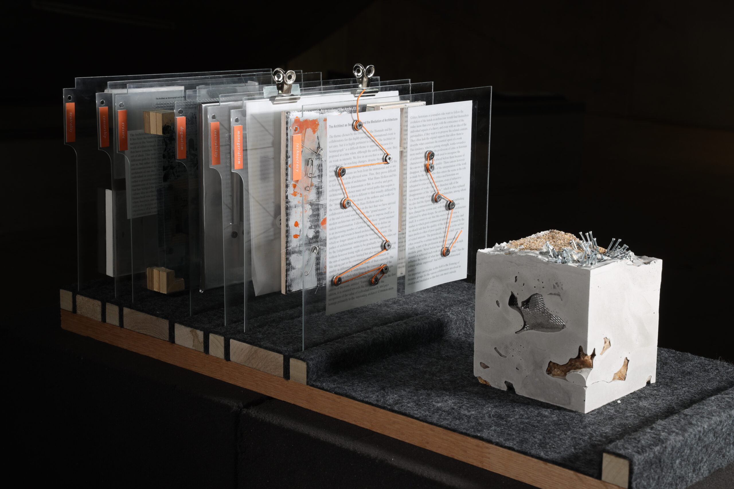 closeup of architectural exhibit