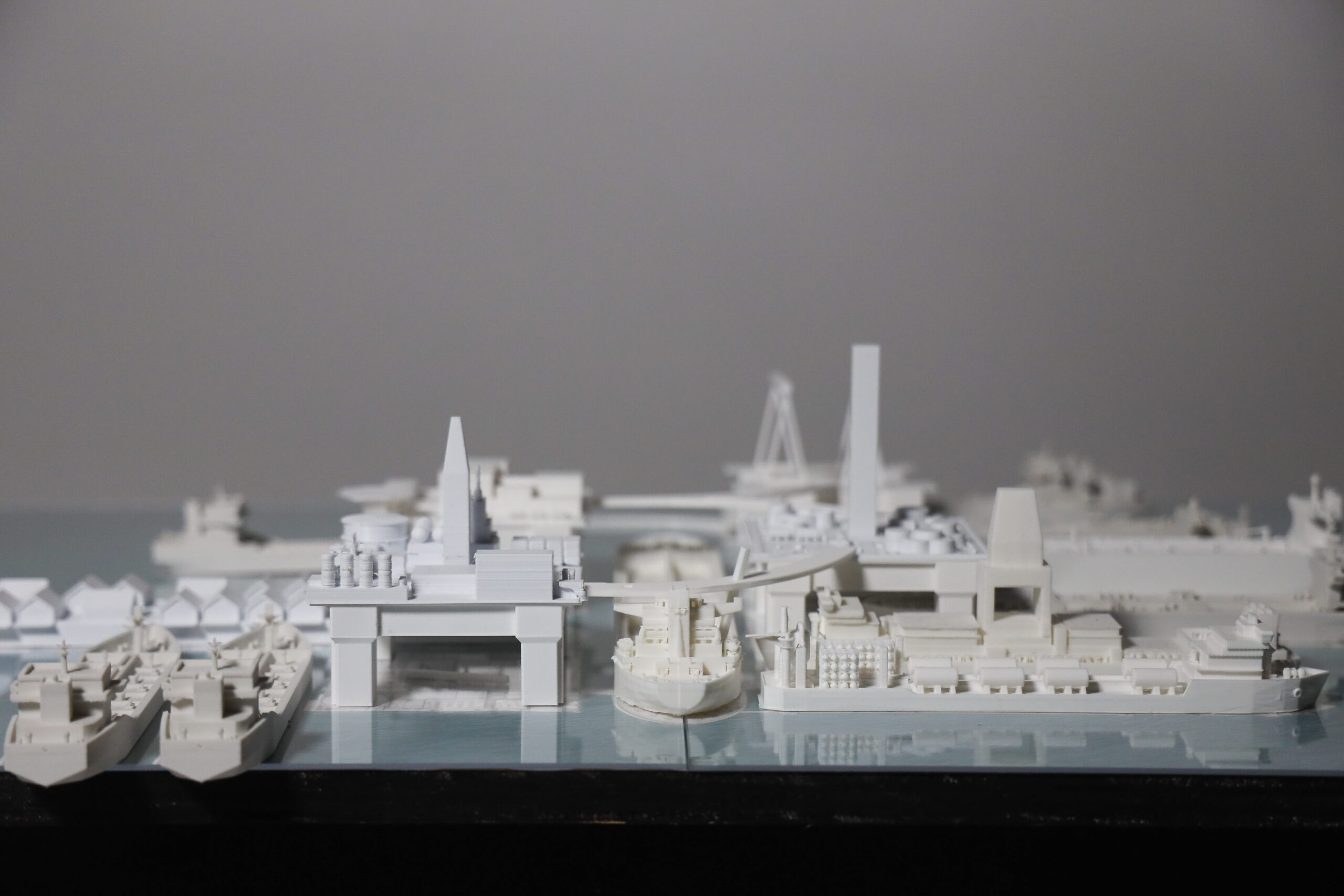 an architectural model of ships and structures