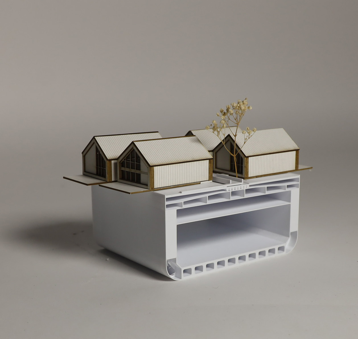an architectural model of house-like structures