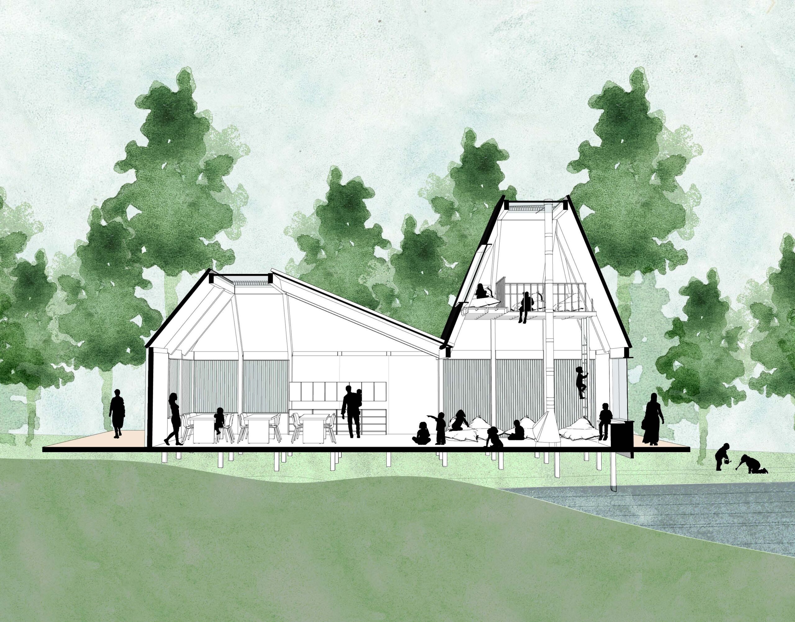 a rendering of an architectural structure