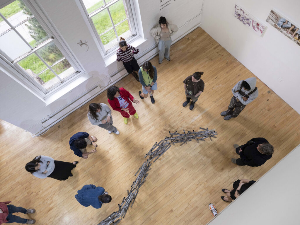 students looking at artwork